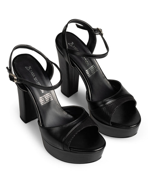 Sandalia Negra Plataforma Ankle Strap 8203